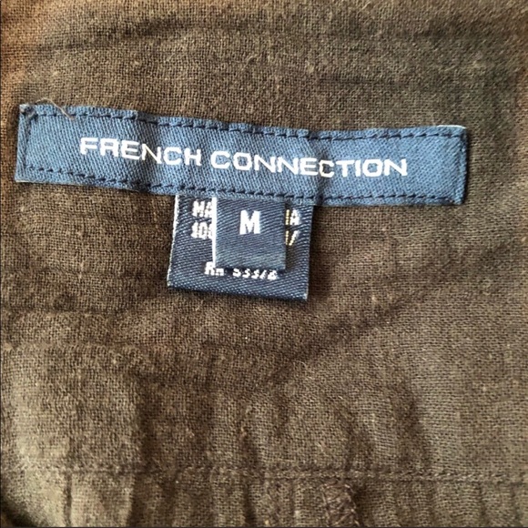 French Connection Dk BWN Criss Cross Tie FRT Top M - Picture 4 of 4